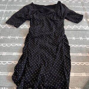 Old Navy Maternity Black Beige Polka Dot Dress